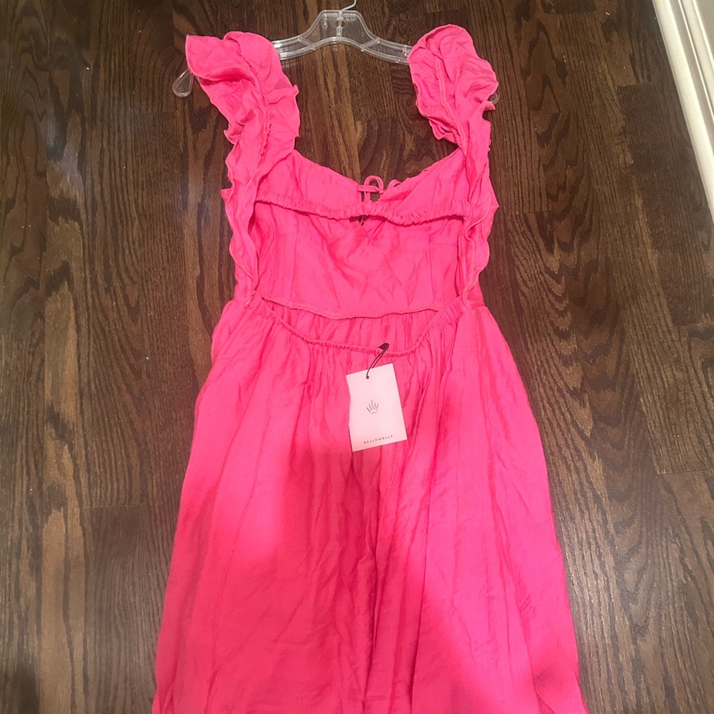 Hello Molly Pink Ruched Ruffled Sundress - Picture 2 of 4